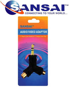 SANSAI 3.5mm Stereo Plug to 2 x RCA Sockets Adaptor